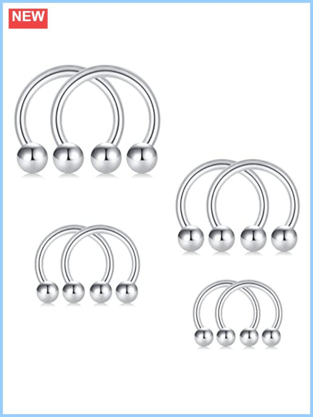 16G Surgical Steel Horseshoe Septum Ring Nose Piercing Jewelry Hoop